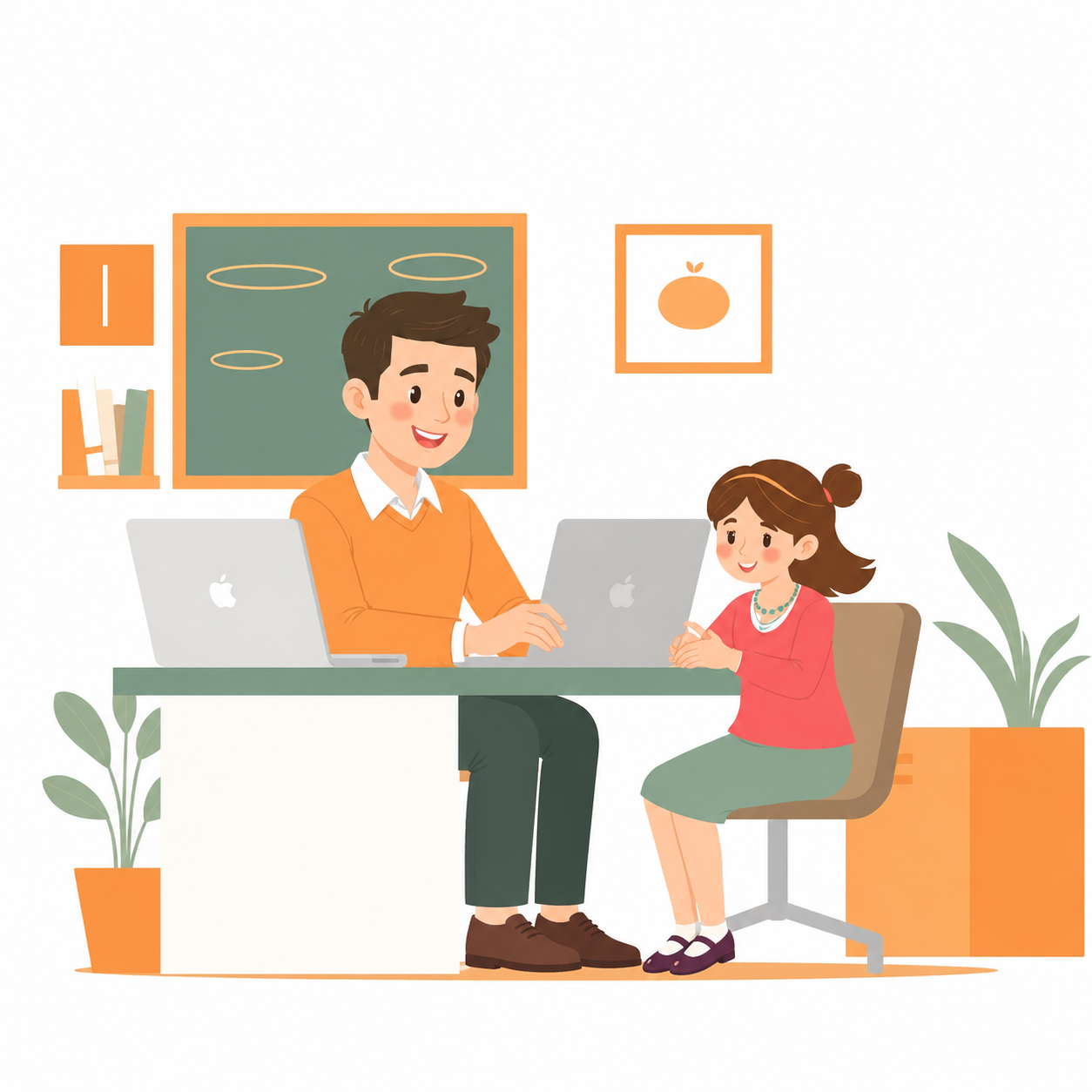 Illustration of an agent helping a family with life insurance